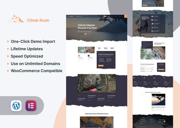 ClimbRush - Climbing Club & Extreme Sports Elementor Template
