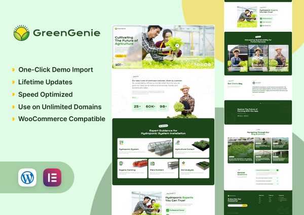 GreenGenie - Hydroponic & Agriculture Elementor Template