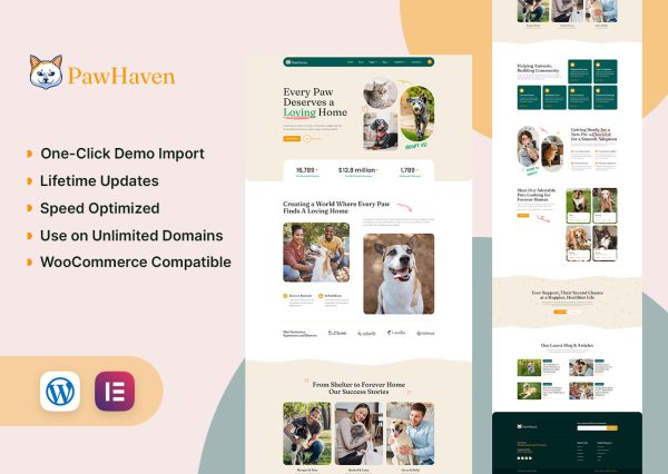 PawHaven - Animal Shelter & Pet Rescue Elementor Template