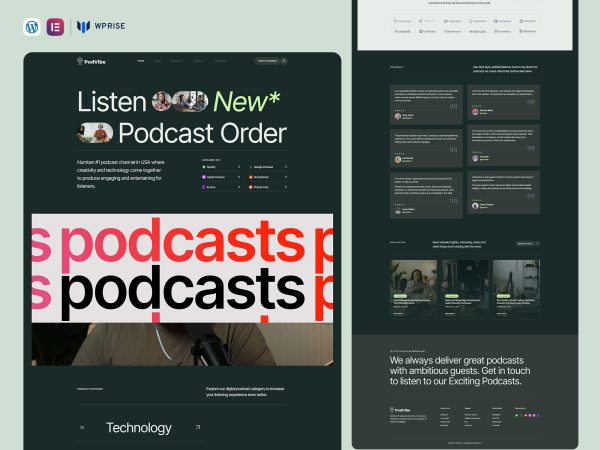 PodVibe - Podcast & Audio Streaming Elementor Template