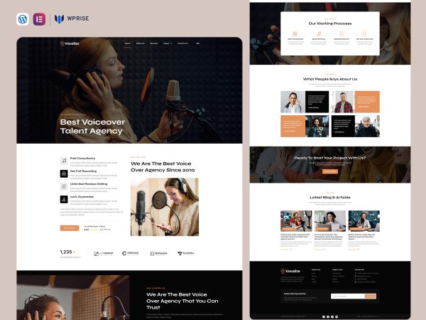 Vocalize - Voice Over Talent & Agency Elementor Template
