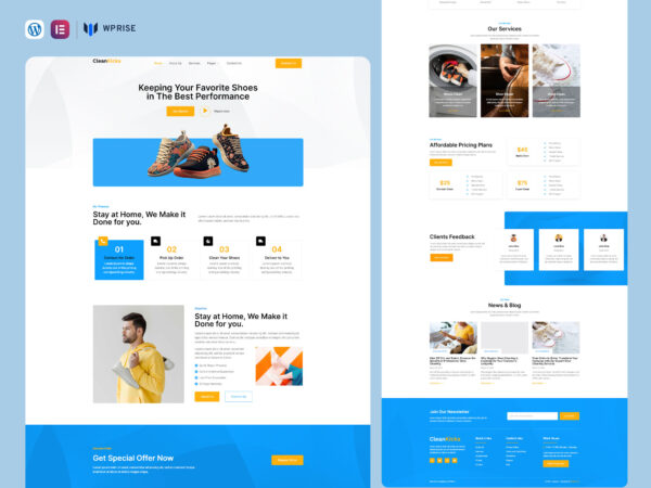 CleanKicks - Shoes Cleaning & Laundry Service Elementor Template