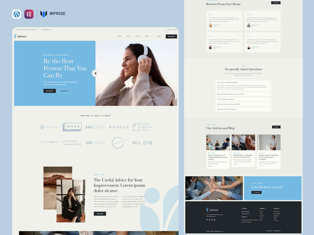 LifeGuru - Life Coach & Motivational Speaker Elementor Template - WPRise