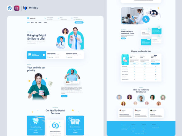 ToothCare - Dentist & Dental Clinic Elementor Template