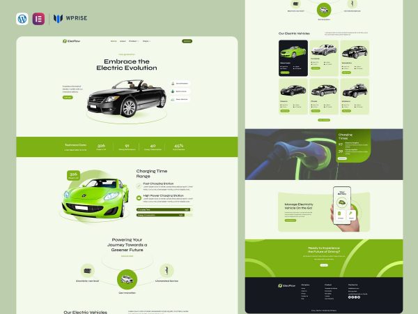 ElecFlow - Electric Vehicle & Charging Station Elementor Template