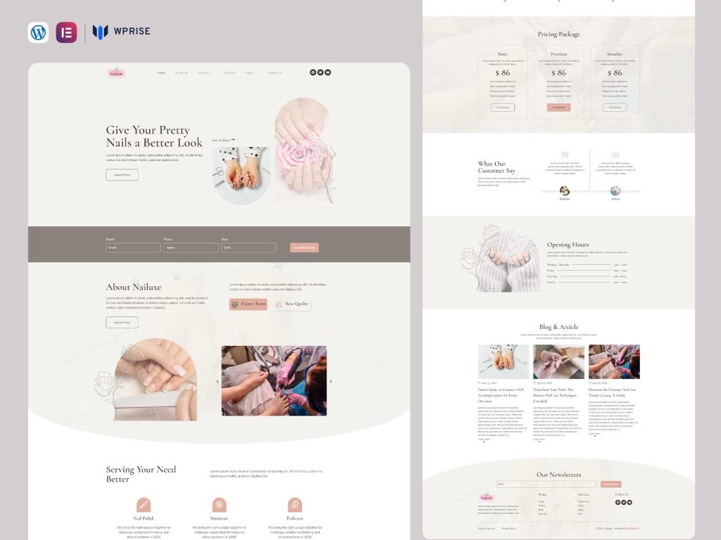 Nailuxe - Nail Parlor & Beauty Care Elementor Template