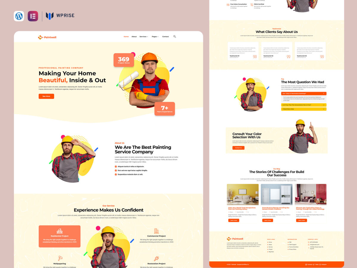 Paintwell - Painting & Wallpapering Service Elementor Template