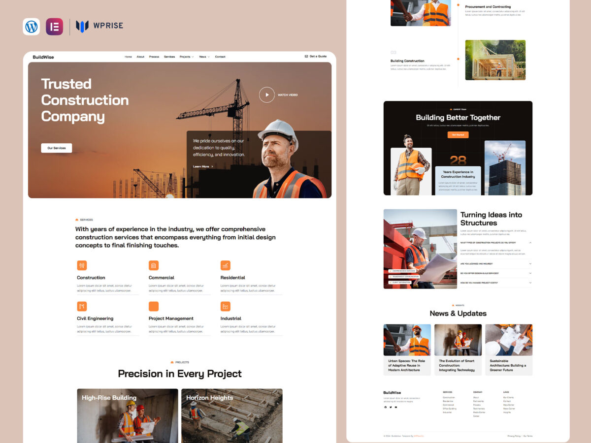 BuildWise - Construction & Architecture Elementor Template