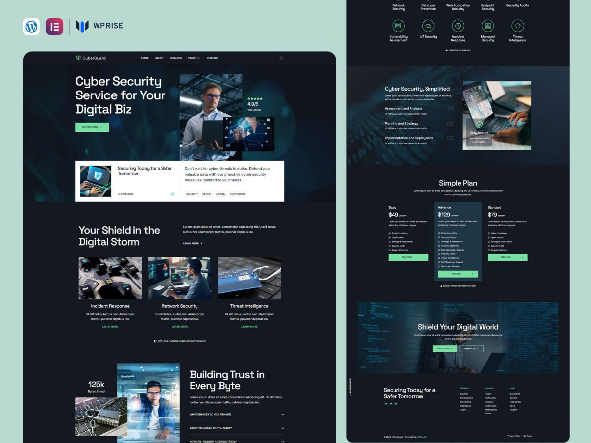 CyberGuard - Cyber Security Services Elementor Template
