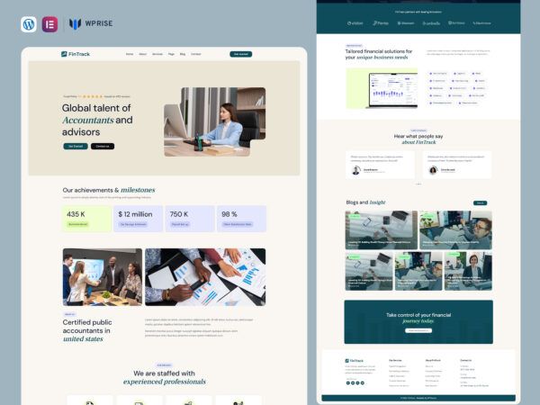 FinTrack - Finance & Accounting Services Elementor Template