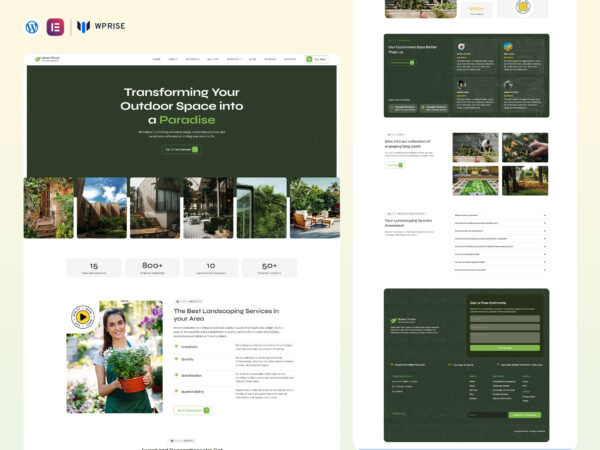 GreenThrive - Gardening & Landscape Service Elementor Template