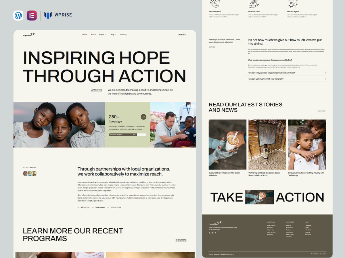 HopeRise - Non Profit & Charity Elementor Template