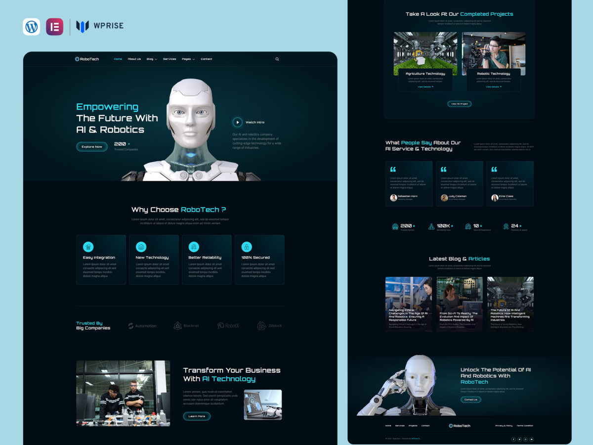 RoboTech & AI & Robotics Elementor Template