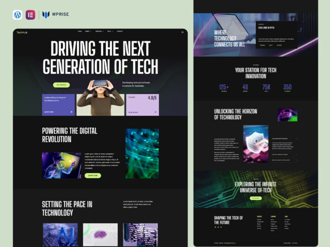 TechHub - Technology & IT Solutions Elementor Template - WPRise