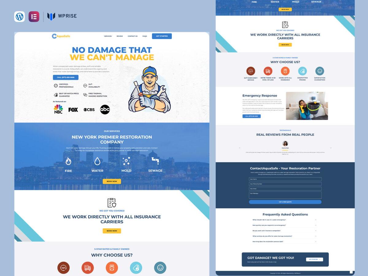 AquaSafe - Water Damage Restoration Landing Page