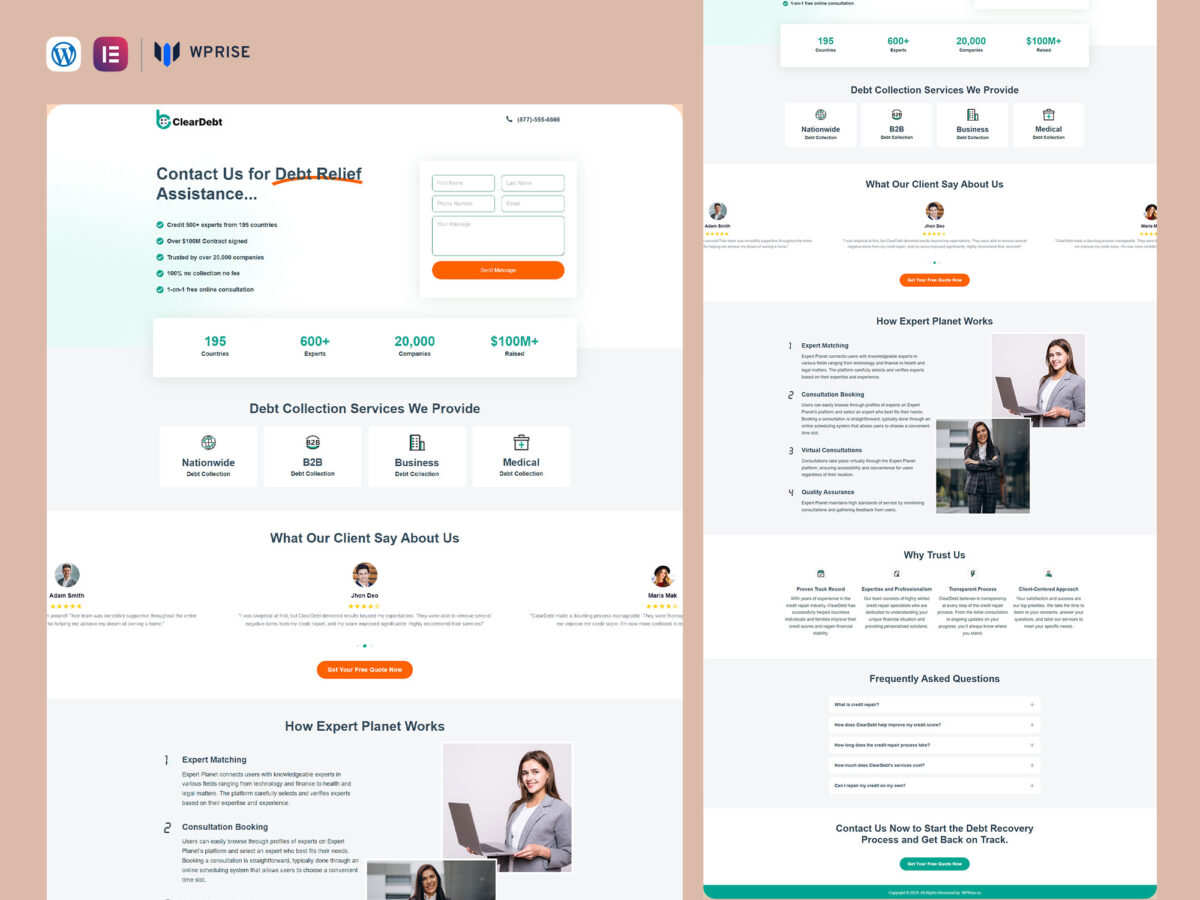 ClearDebt - Debt Relief Lead Generation Landing Page