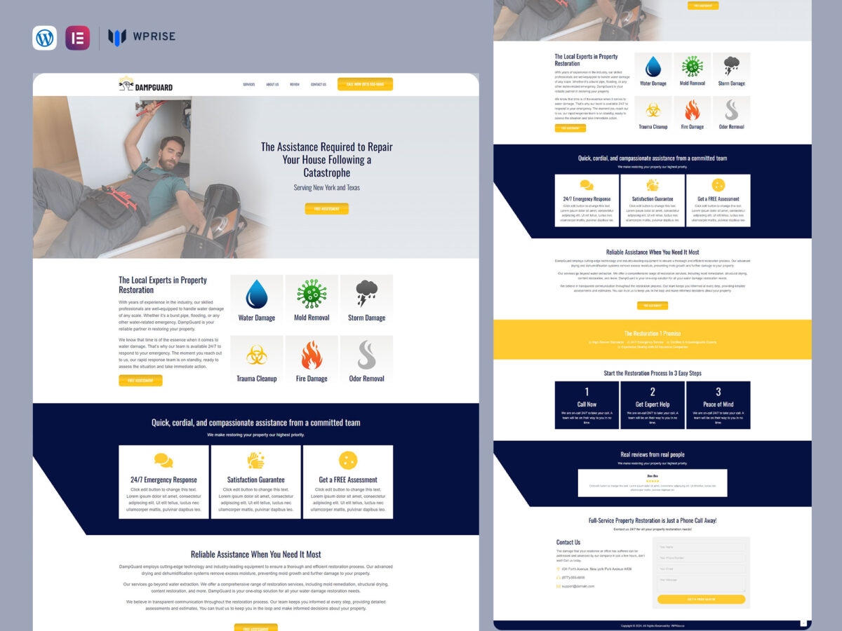 DampGuard - Water Damage Restoration Landing Page