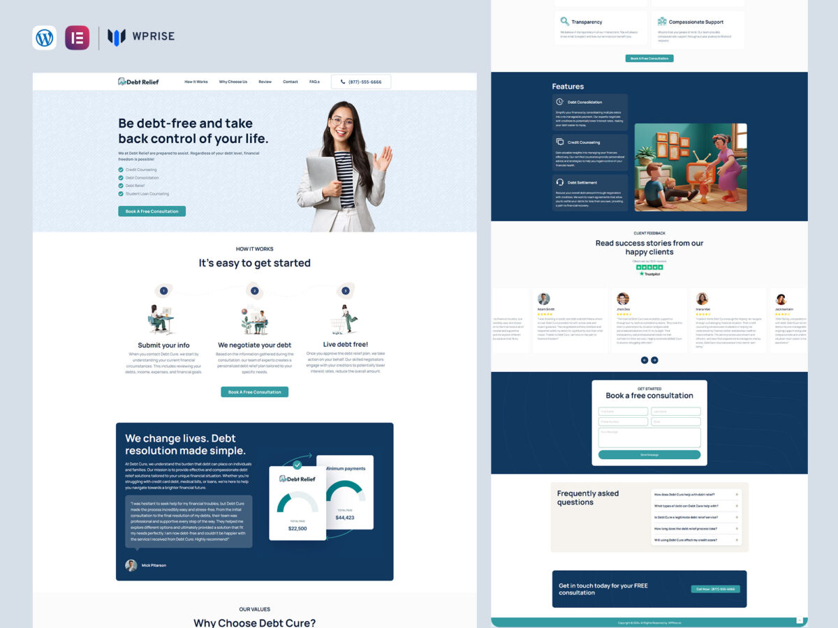 DebtCure - Debt Relief Lead Generation Landing Page