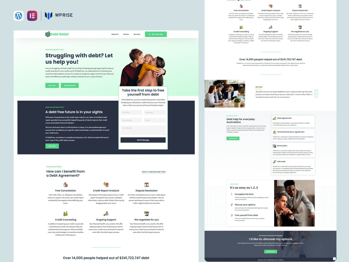 DebtFree - Debt Relief Lead Generation Landing Page