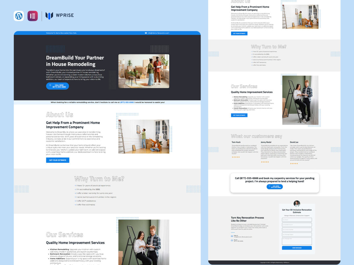 DreamBuild - Home Renovations Lead Generation Landing Page