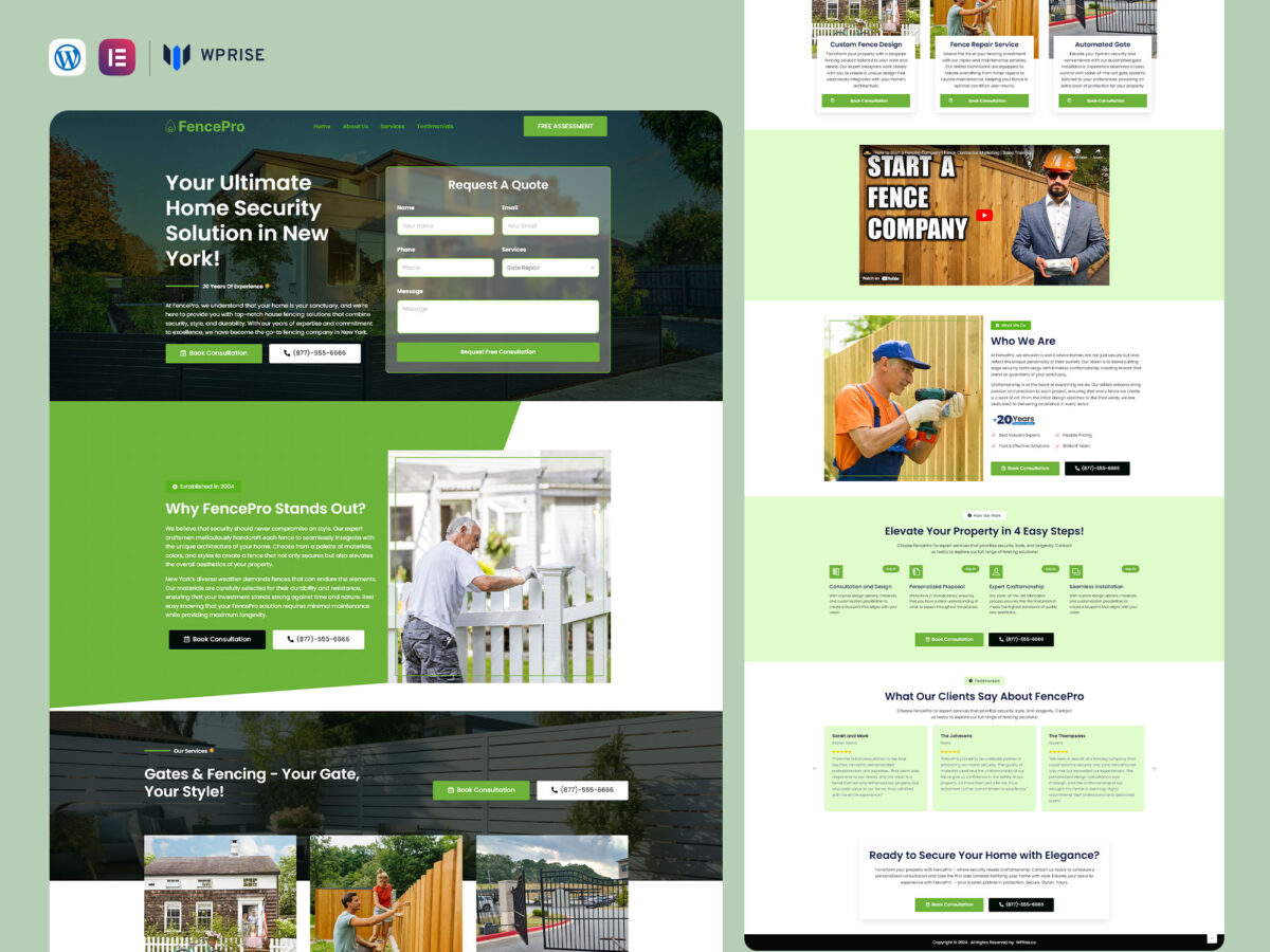 Fencing Landing Page for Lead Generation