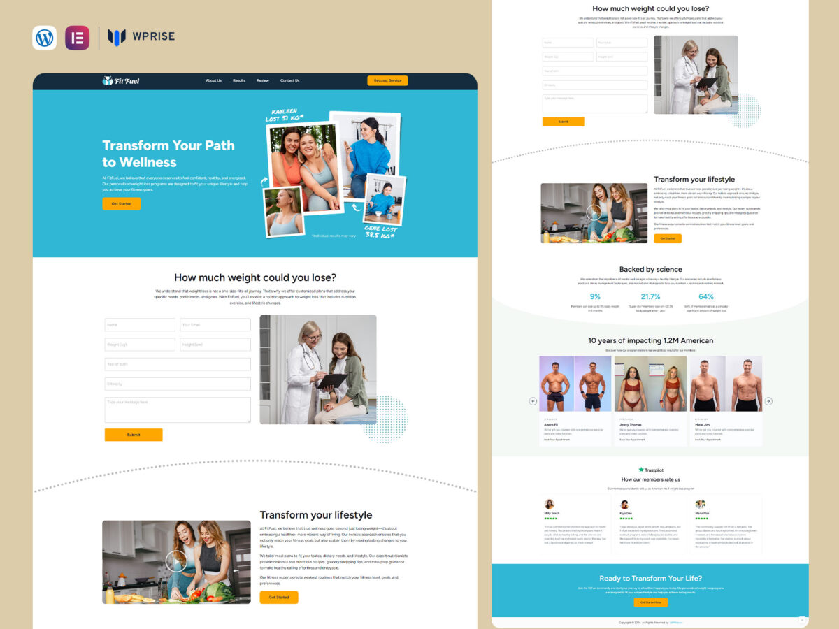 Weight Loss Services Elementor Landing Page