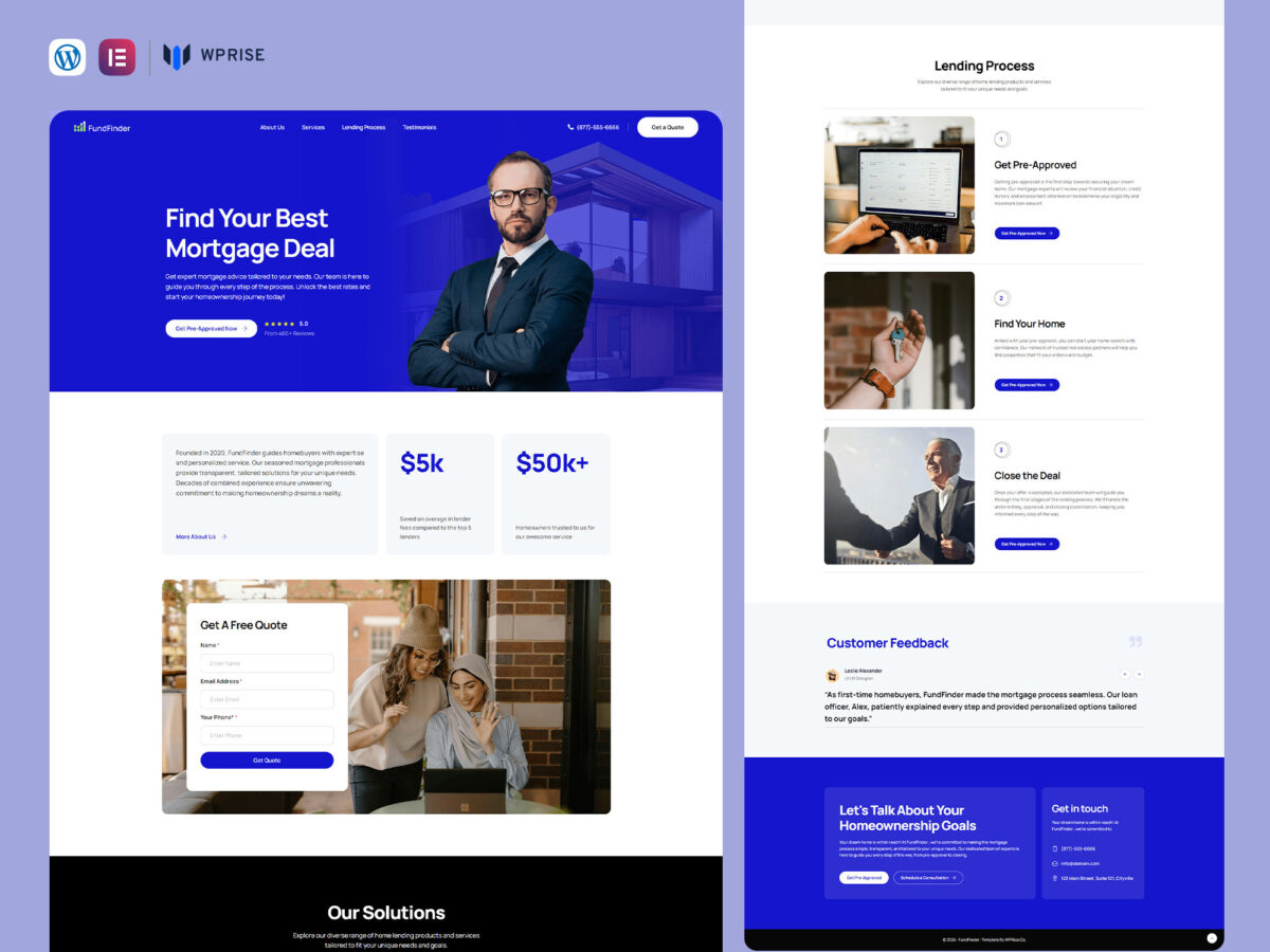 FundFinder - Mortgage Broker Lead Generation Landing Page Template