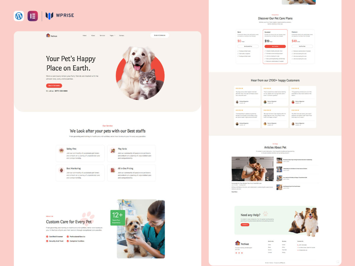 PetNest - Pet Care Services Elementor Template