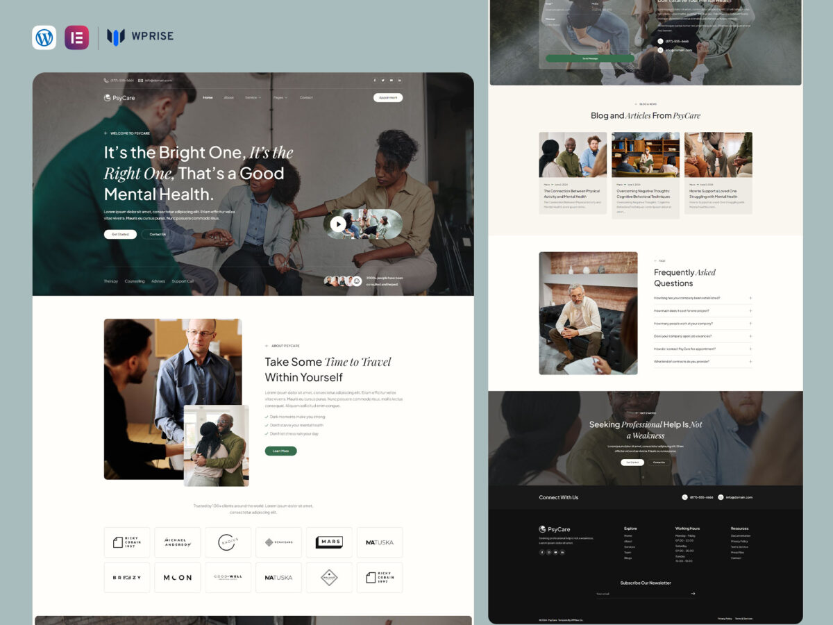 PsyCare - Psychology & Counseling Elementor Template