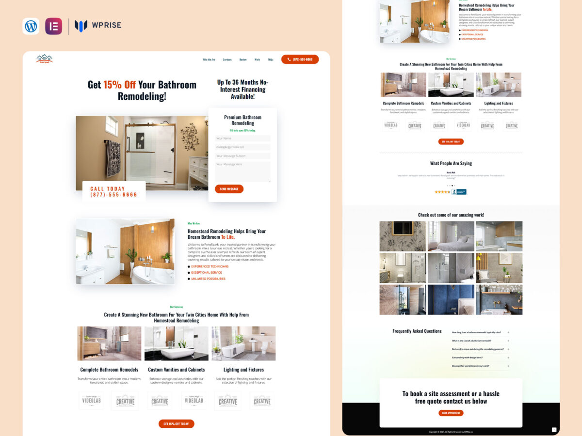 RenoSpark - Home Renovations Lead Generation Landing Page