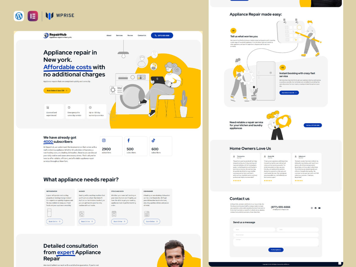 RepairHub - Home Appliance Repair Lead Generation Landing Page