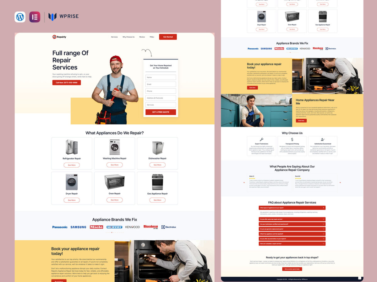 Repairly - Home Appliance Repair Lead Generation Landing Page