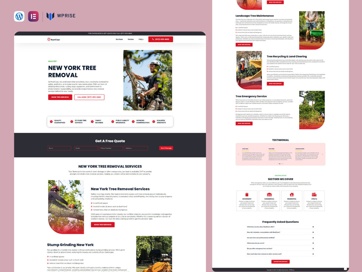 RootClear - Tree Removal Lead Generation Landing Page