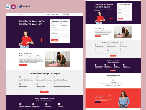 SlimGoals - Weight Loss Services Elementor Landing Page