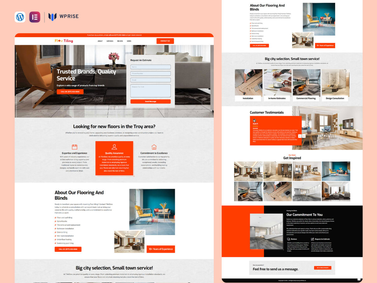 TileGlow - Floor Tiling Installer Lead Generation Landing Page