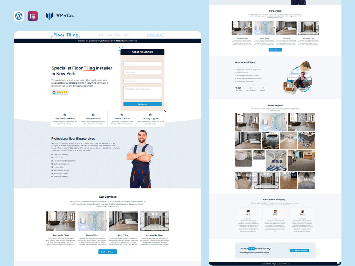 TileWorks - Floor Tiling Installer Lead Generation Landing Page