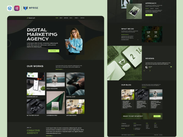 WebCraft - Dark Digital Marketing Agency Elementor Template