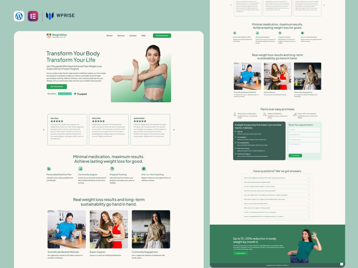 WeightWise - Weight Loss Services Elementor Landing Page