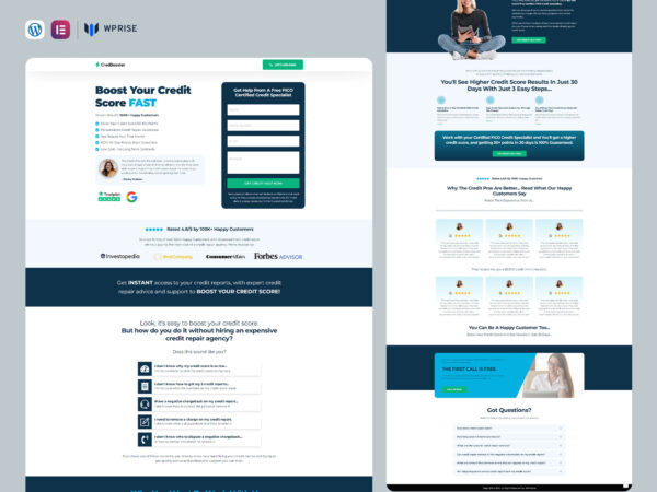 CredBooster - Credit Repair Landing Page for Lead Generation