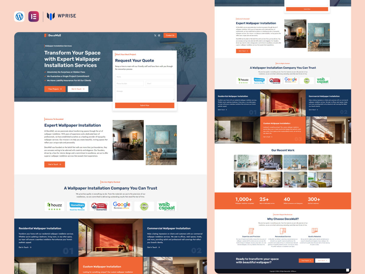 DecoWall - Wallpaper Installation Lead Generation Landing Page