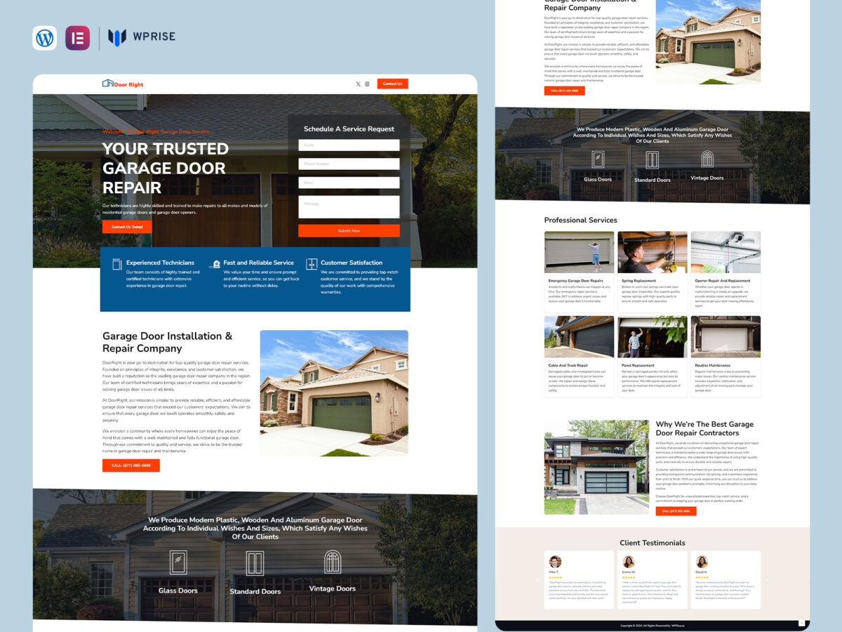 DoorRight - Garage Door Repair Lead Generation Landing Page