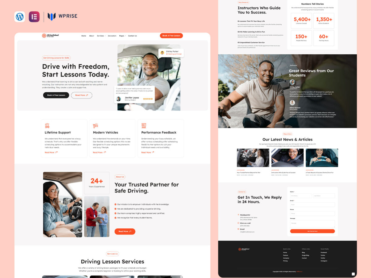 DriveSchool - Driving School Elementor Template