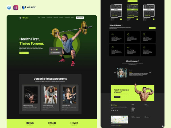 FitPulse - Health & Fitness Elementor Template