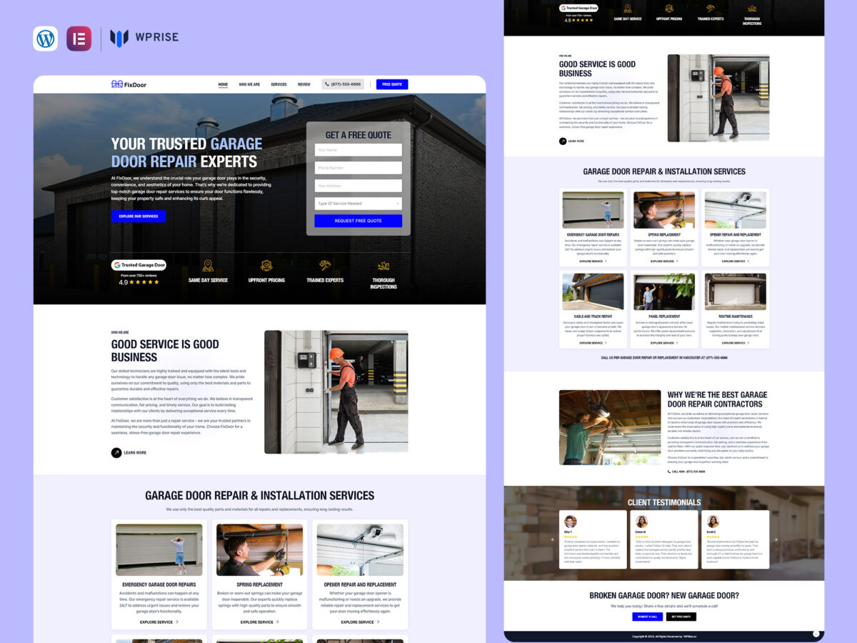 FixDoor - Garage Door Repair Lead Generation Landing Page