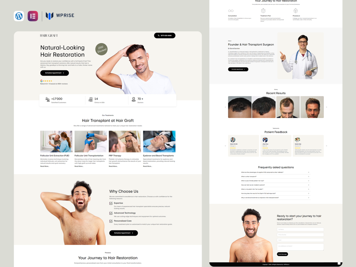 HairGraft - Hair Transplant Landing Page Template