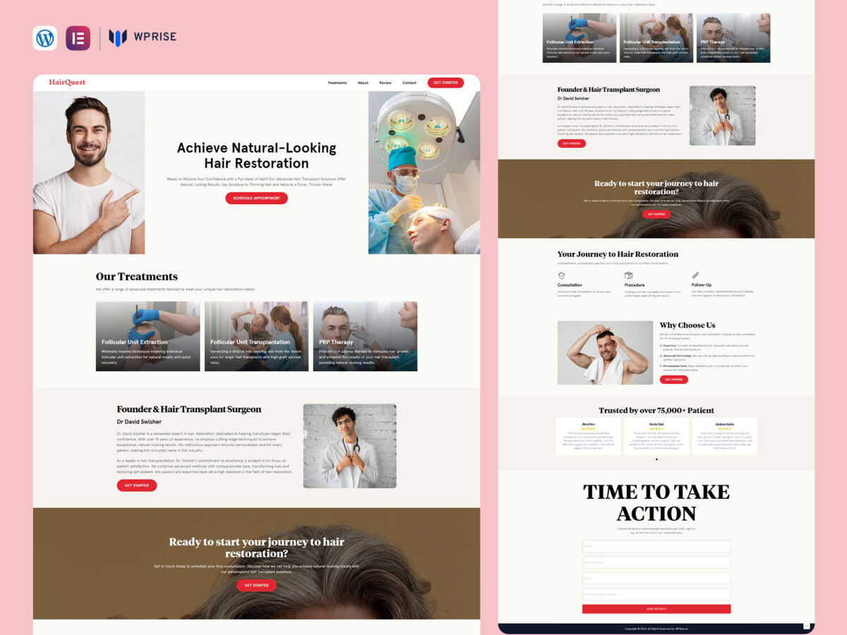 HairQuest - Hair Transplant Landing Page Template