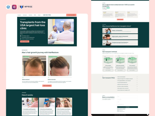HairRestore - Hair Transplant Landing Page Template