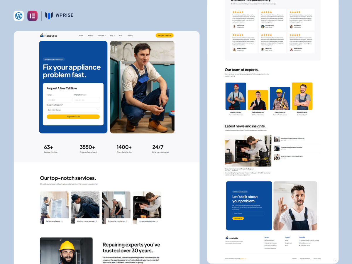 HandyFix - Handyman Service Elementor Template