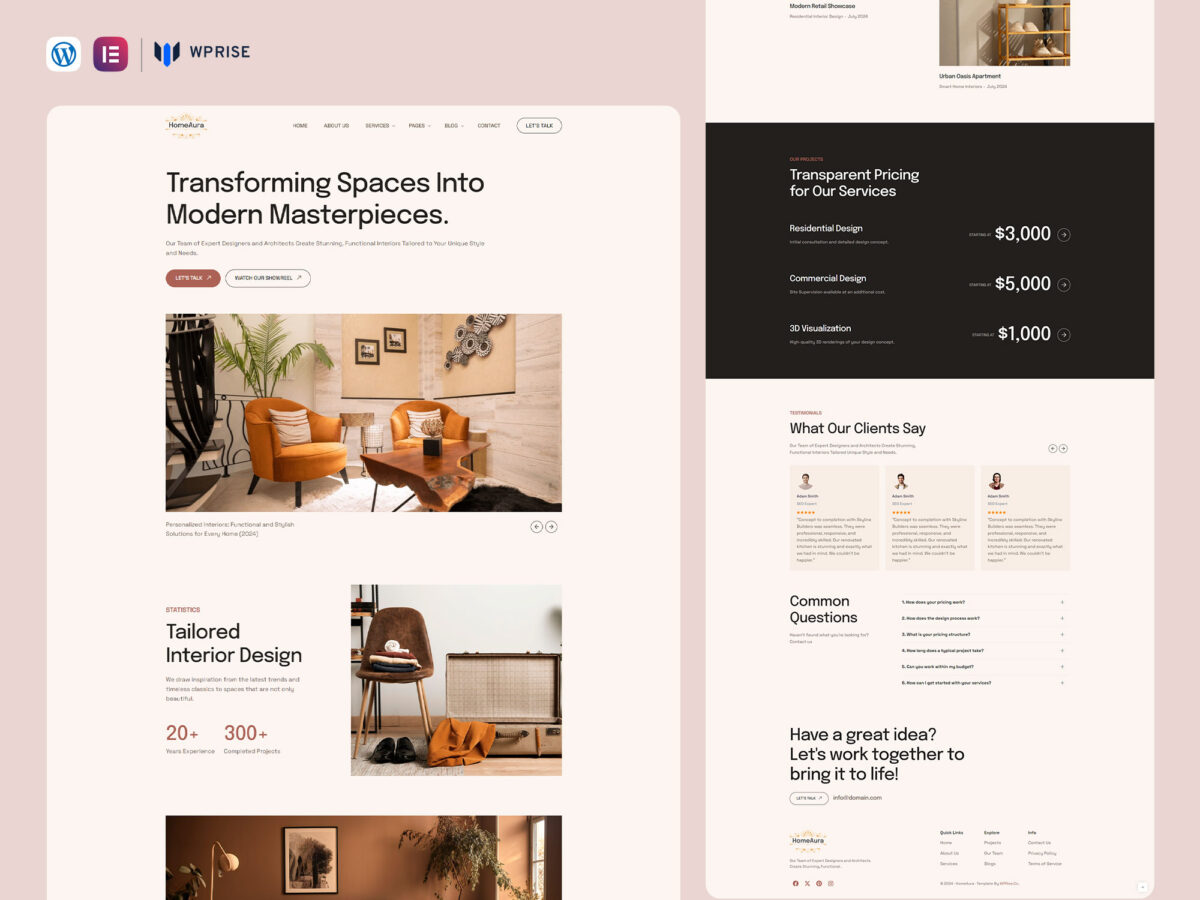 HomeAura - Interior Design & Architecture Elementor Template