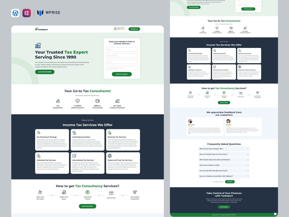 TaxExpert - Tax Consultancy Services Landing Page for Lead Generation